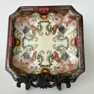 Rooster decorative plate with display holder